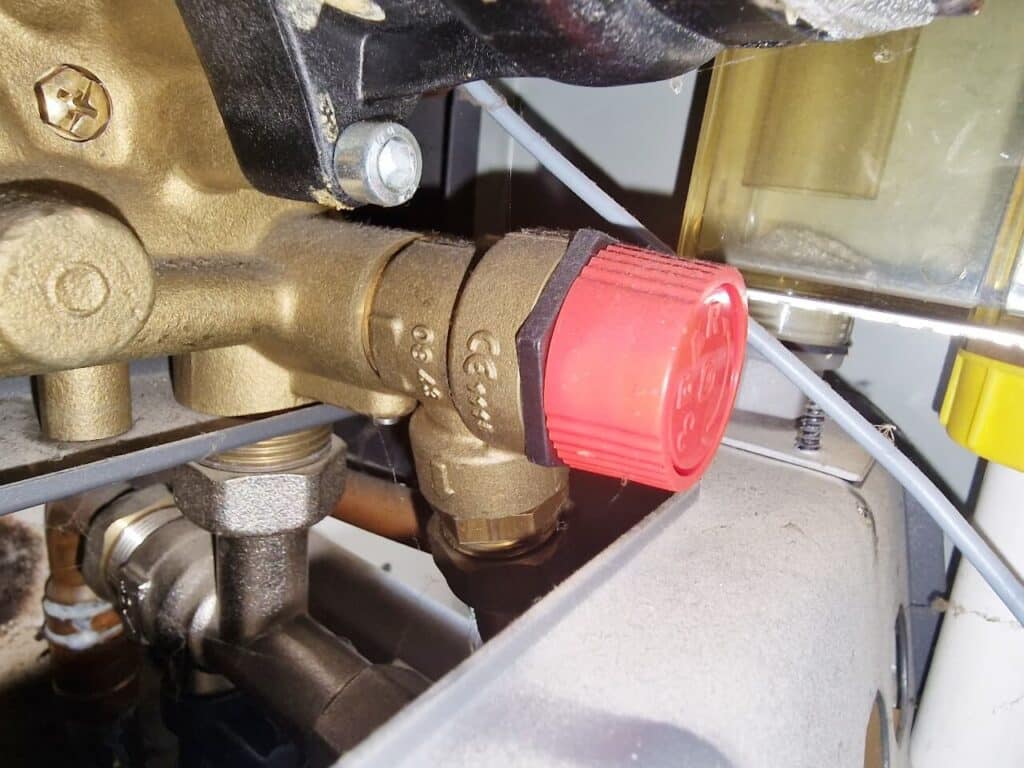 Pressure relief valve on a combi boiler