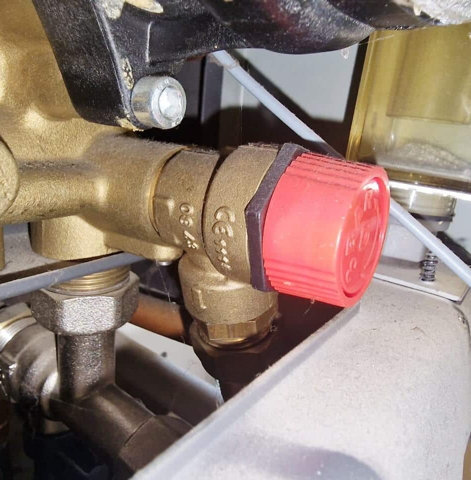 Pressure relief valve on a combi boiler
