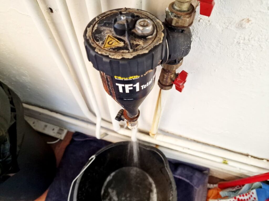 Draining from the old Fernox filter