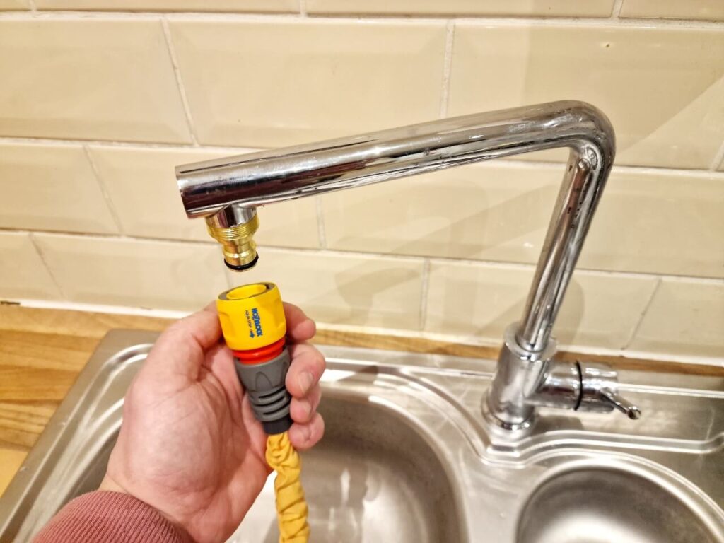 Connect hose to tap