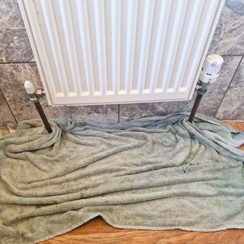 Towel under radiator