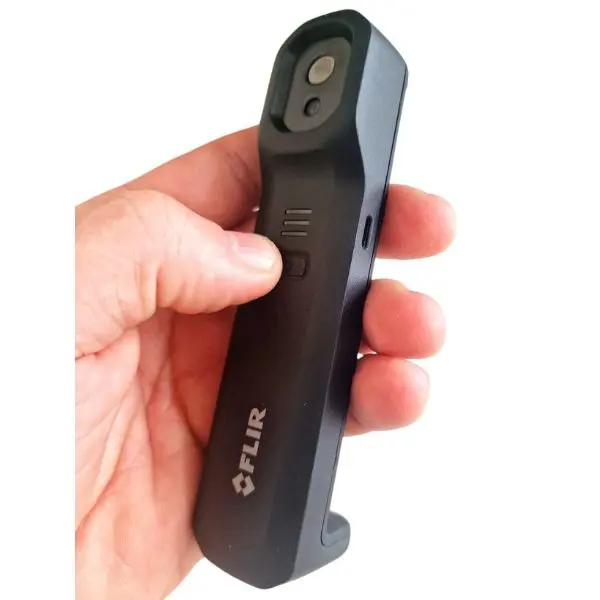 FLIR Edge Pro thermal camera held in hand