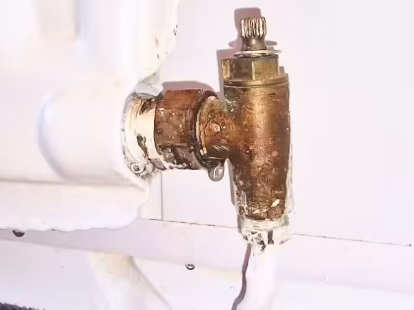 Old leaking radiator valve